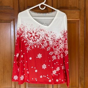 NWT NORACORA S snowflake top with asymmetrical neckline